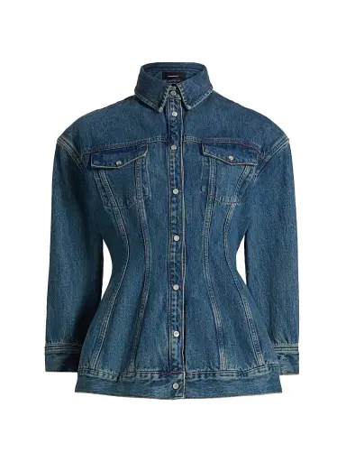 Wardrobe.NYC Women's Contour Denim Jacket - Indigo - Size XXS | Thumbnail 1 Wardrobe.NYC Women's Contour Denim Jacket - Indigo - Size XXS | Thumbnail 1