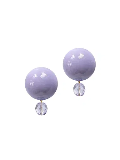Saulé Women's Everbloom Petite Luna 18K-Gold-Plated Wood & Glass Bead Earrings - Pale Periwinkle | Thumbnail 1 Saulé Women's Everbloom Petite Luna 18K-Gold-Plated Wood & Glass Bead Earrings - Pale Periwinkle | Thumbnail 1