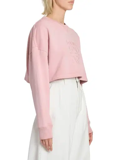 LOEWE Women's Cotton Cropped Anagram Sweatshirt - Pink | Thumbnail 3 LOEWE Women's Cotton Cropped Anagram Sweatshirt - Pink | Thumbnail 3