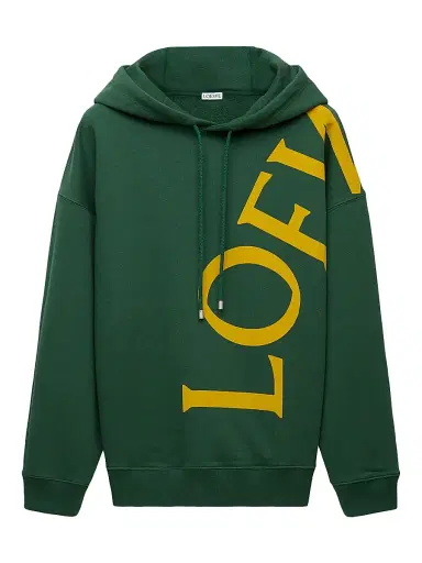 Loewe Men's Logo Relaxed-Fit Hoodie - Dark Green - Size XXL | Thumbnail 1 Loewe Men's Logo Relaxed-Fit Hoodie - Dark Green - Size XXL | Thumbnail 1