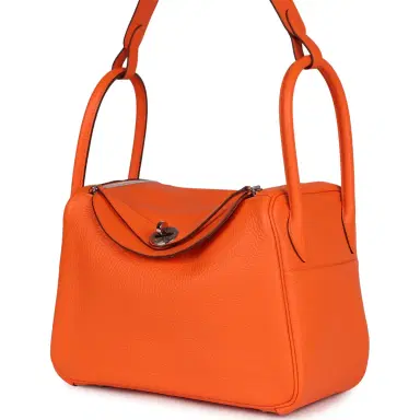 HERMÈS Hermes Lindy 26 Orange Minium Clemence Palladium Hardware | Thumbnail 4 HERMÈS Hermes Lindy 26 Orange Minium Clemence Palladium Hardware | Thumbnail 4