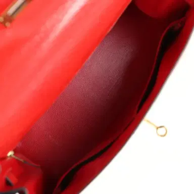 HERMÈS Vintage Hermes Kelly Sellier 32 Rouge Vif Ostrich/Vert Olive Officier Canvas Gold Hardware | Thumbnail 8 HERMÈS Vintage Hermes Kelly Sellier 32 Rouge Vif Ostrich/Vert Olive Officier Canvas Gold Hardware | Thumbnail 8