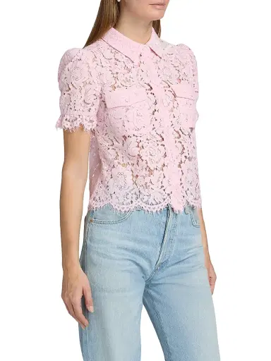 Generation Love Women's Mina Lace Button-Front Top - Soft Rose | Thumbnail 4 Generation Love Women's Mina Lace Button-Front Top - Soft Rose | Thumbnail 4