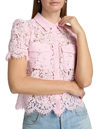 Generation Love Women's Mina Lace Button-Front Top - Soft Rose | Thumbnail 6 Generation Love Women's Mina Lace Button-Front Top - Soft Rose | Thumbnail 6