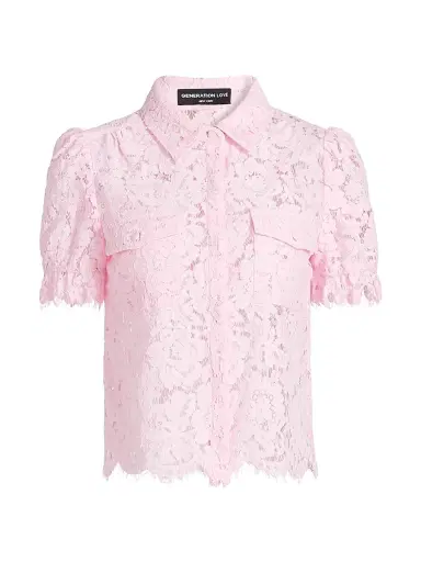 Generation Love Women's Mina Lace Button-Front Top - Soft Rose | Thumbnail 1 Generation Love Women's Mina Lace Button-Front Top - Soft Rose | Thumbnail 1