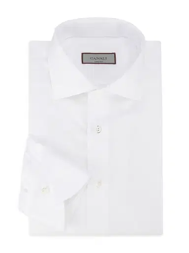 Canali Men's Diagonal Twill Solid Dress Shirt - White | Thumbnail 1 Canali Men's Diagonal Twill Solid Dress Shirt - White | Thumbnail 1