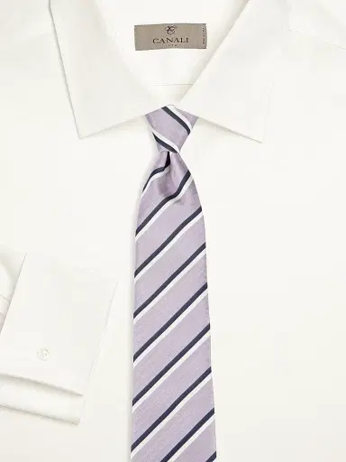 Canali Men's Striped Silk Tie - Light Purple | Thumbnail 2 Canali Men's Striped Silk Tie - Light Purple | Thumbnail 2