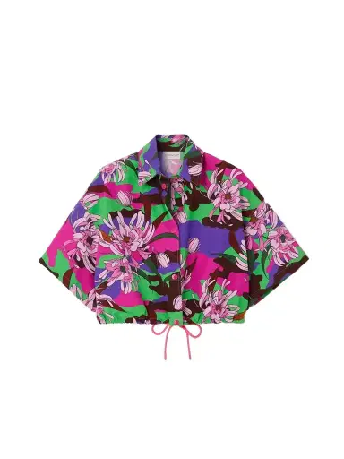 Moncler Cropped Floral-print Cotton-poplin Shirt | Thumbnail 1 Moncler Cropped Floral-print Cotton-poplin Shirt | Thumbnail 1