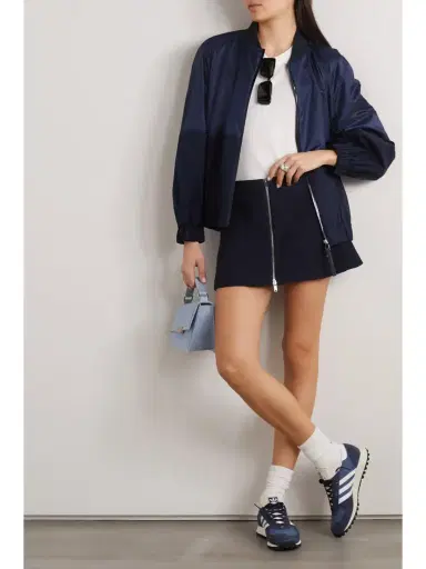 Moncler Gobie Satin And Cotton-blend Twill Bomber Jacket | Thumbnail 2 Moncler Gobie Satin And Cotton-blend Twill Bomber Jacket | Thumbnail 2