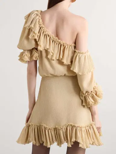 Saint Laurent Off-the-shoulder Ruffled Silk-crepon Mini Dress | Thumbnail 4 Saint Laurent Off-the-shoulder Ruffled Silk-crepon Mini Dress | Thumbnail 4