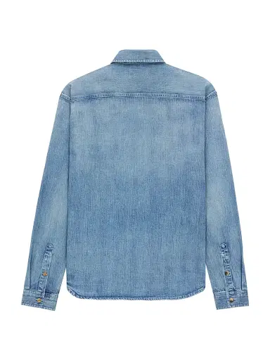 Saint Laurent Men's Cassandre Shirt in Denim - Day Blue - Size XS | Thumbnail 2 Saint Laurent Men's Cassandre Shirt in Denim - Day Blue - Size XS | Thumbnail 2