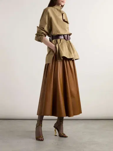 Saint Laurent Tiered Leather Midi Skirt | Thumbnail 2 Saint Laurent Tiered Leather Midi Skirt | Thumbnail 2