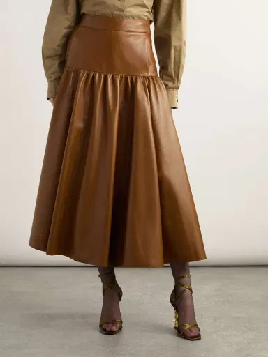 Saint Laurent Tiered Leather Midi Skirt | Thumbnail 3 Saint Laurent Tiered Leather Midi Skirt | Thumbnail 3