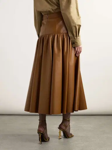 Saint Laurent Tiered Leather Midi Skirt | Thumbnail 4 Saint Laurent Tiered Leather Midi Skirt | Thumbnail 4