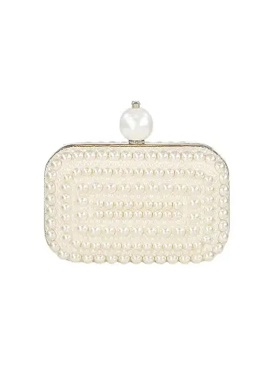 Jimmy Choo Women's Cloud Faux Pearl-Embellished Leather Clutch - White | Thumbnail 1 Jimmy Choo Women's Cloud Faux Pearl-Embellished Leather Clutch - White | Thumbnail 1