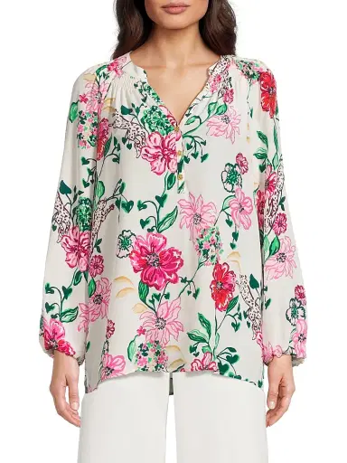Lilly Pulitzer Women's Elsa Floral Silk Top - Coconut | Thumbnail 3 Lilly Pulitzer Women's Elsa Floral Silk Top - Coconut | Thumbnail 3