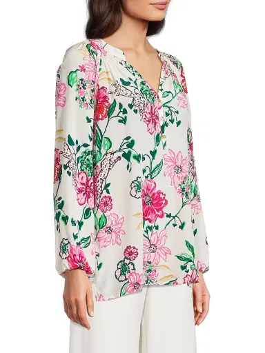 Lilly Pulitzer Women's Elsa Floral Silk Top - Coconut | Thumbnail 4 Lilly Pulitzer Women's Elsa Floral Silk Top - Coconut | Thumbnail 4