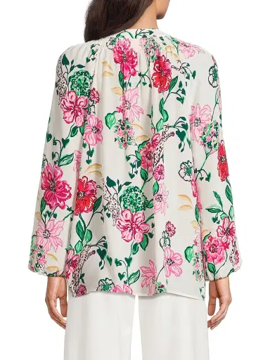 Lilly Pulitzer Women's Elsa Floral Silk Top - Coconut | Thumbnail 5 Lilly Pulitzer Women's Elsa Floral Silk Top - Coconut | Thumbnail 5