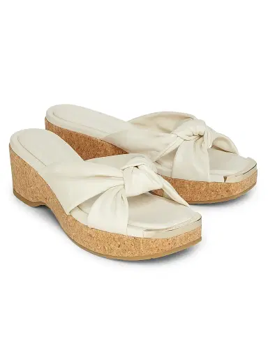 Jimmy Choo Women's Avenue 110 50MM Leather Wedge Sandals - Latte | Thumbnail 2 Jimmy Choo Women's Avenue 110 50MM Leather Wedge Sandals - Latte | Thumbnail 2