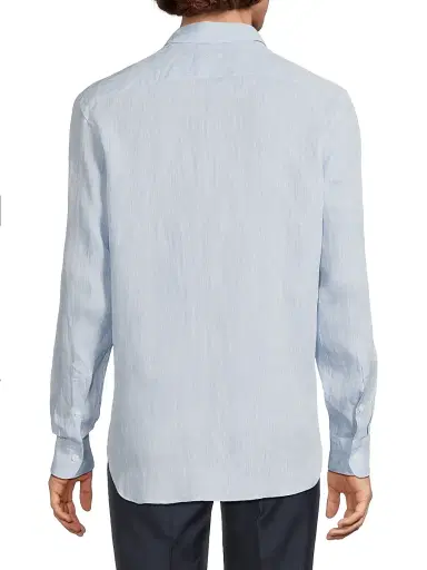 Canali Men's Linen Sport Shirt - Light Blue | Thumbnail 5 Canali Men's Linen Sport Shirt - Light Blue | Thumbnail 5