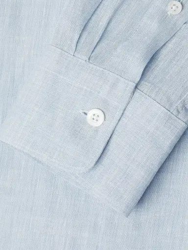 Canali Men's Linen Sport Shirt - Light Blue | Thumbnail 6 Canali Men's Linen Sport Shirt - Light Blue | Thumbnail 6