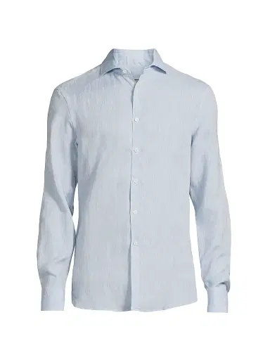 Canali Men's Linen Sport Shirt - Light Blue | Thumbnail 1 Canali Men's Linen Sport Shirt - Light Blue | Thumbnail 1