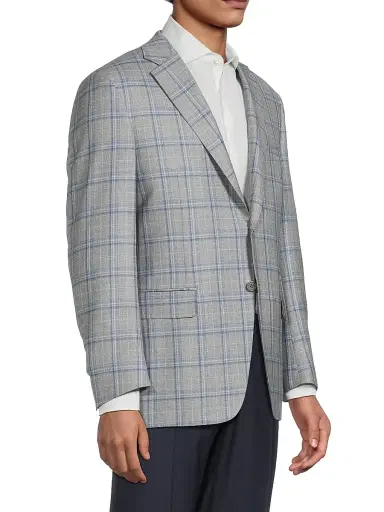 Canali Men's Plaid Wool Sportcoat - Grey | Thumbnail 4 Canali Men's Plaid Wool Sportcoat - Grey | Thumbnail 4