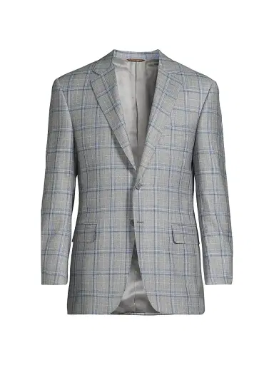 Canali Men's Plaid Wool Sportcoat - Grey | Thumbnail 1 Canali Men's Plaid Wool Sportcoat - Grey | Thumbnail 1