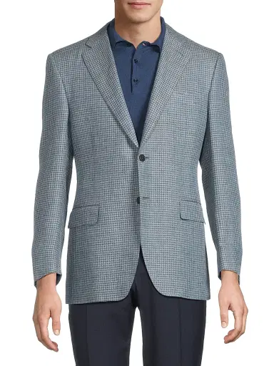 Canali Men's Houndstooth Linen-Wool Sportcoat - Green - Size 44 | Thumbnail 3 Canali Men's Houndstooth Linen-Wool Sportcoat - Green - Size 44 | Thumbnail 3