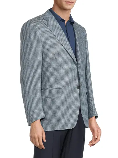 Canali Men's Houndstooth Linen-Wool Sportcoat - Green - Size 44 | Thumbnail 4 Canali Men's Houndstooth Linen-Wool Sportcoat - Green - Size 44 | Thumbnail 4
