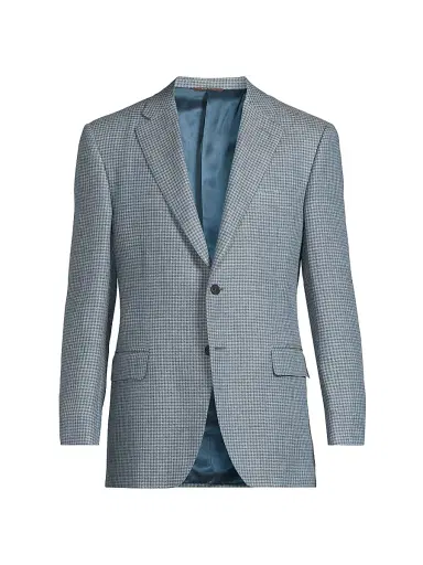 Canali Men's Houndstooth Linen-Wool Sportcoat - Green - Size 44 | Thumbnail 1 Canali Men's Houndstooth Linen-Wool Sportcoat - Green - Size 44 | Thumbnail 1