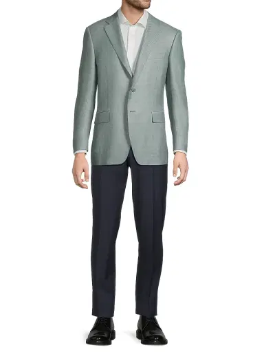 Canali Men's Lux Solid Diagonal Weave Sportcoat - Green | Thumbnail 2 Canali Men's Lux Solid Diagonal Weave Sportcoat - Green | Thumbnail 2