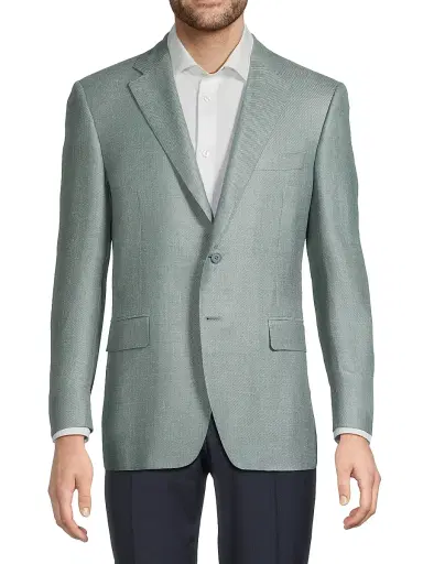 Canali Men's Lux Solid Diagonal Weave Sportcoat - Green | Thumbnail 3 Canali Men's Lux Solid Diagonal Weave Sportcoat - Green | Thumbnail 3