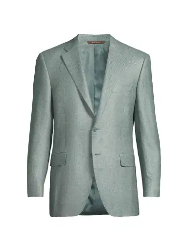 Canali Men's Lux Solid Diagonal Weave Sportcoat - Green | Thumbnail 1 Canali Men's Lux Solid Diagonal Weave Sportcoat - Green | Thumbnail 1
