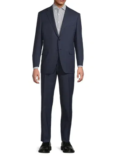 Canali Men's Microcheck Classic-Fit Wool Suit - Dark Blue | Thumbnail 2 Canali Men's Microcheck Classic-Fit Wool Suit - Dark Blue | Thumbnail 2