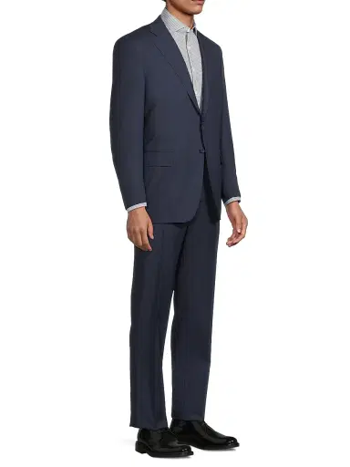 Canali Men's Microcheck Classic-Fit Wool Suit - Dark Blue | Thumbnail 4 Canali Men's Microcheck Classic-Fit Wool Suit - Dark Blue | Thumbnail 4