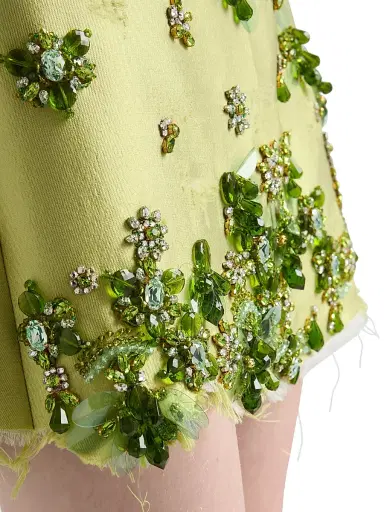 Prada Women's Embroidered Silk and Wool Miniskirt - Green | Thumbnail 5 Prada Women's Embroidered Silk and Wool Miniskirt - Green | Thumbnail 5