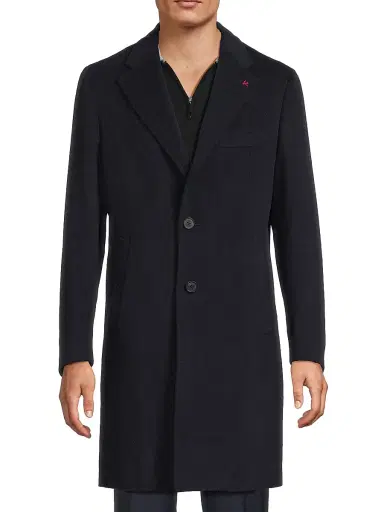 Isaia Men's Ross Camel Hair Overcoat - Dark Blue | Thumbnail 3 Isaia Men's Ross Camel Hair Overcoat - Dark Blue | Thumbnail 3