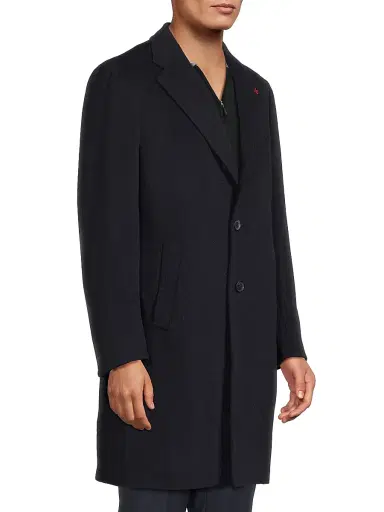 Isaia Men's Ross Camel Hair Overcoat - Dark Blue | Thumbnail 4 Isaia Men's Ross Camel Hair Overcoat - Dark Blue | Thumbnail 4