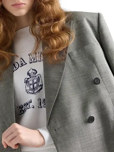 Prada Women's Double-Breasted Grisaille Jacket - Grey | Thumbnail 4 Prada Women's Double-Breasted Grisaille Jacket - Grey | Thumbnail 4