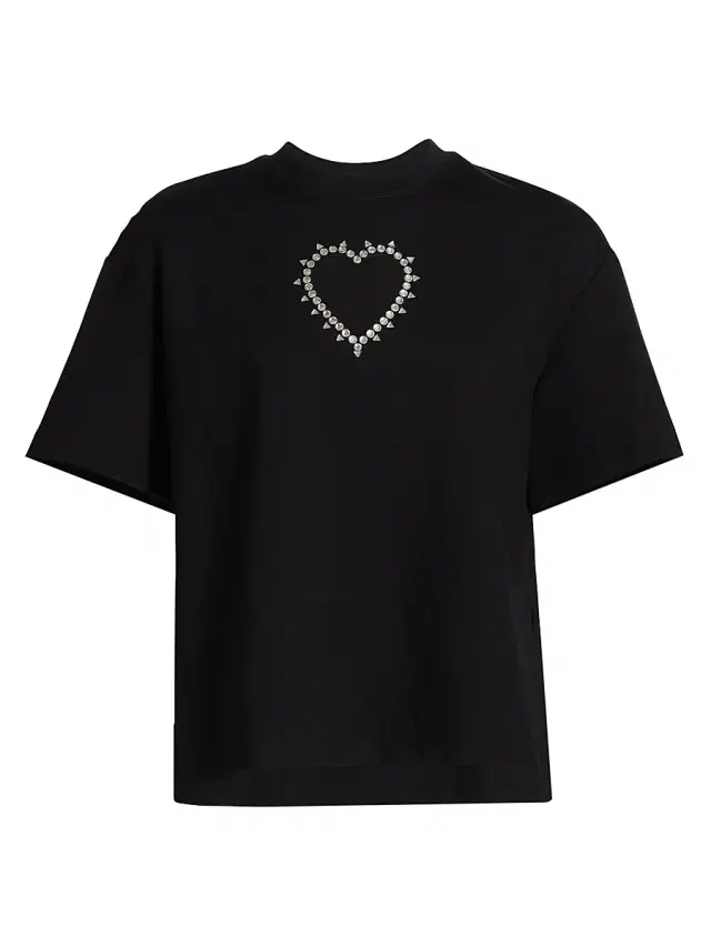 Women's Crystal Heart Cut-Out T-Shirt - Black Women's Crystal Heart Cut-Out T-Shirt - Black