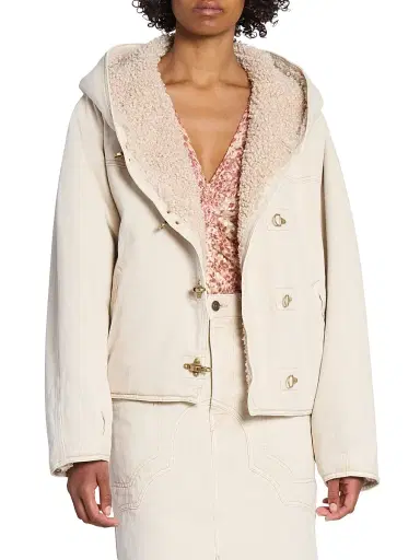 Isabel Marant Women's Biane Sherpa-Lined Jacket - Ecru | Thumbnail 3 Isabel Marant Women's Biane Sherpa-Lined Jacket - Ecru | Thumbnail 3