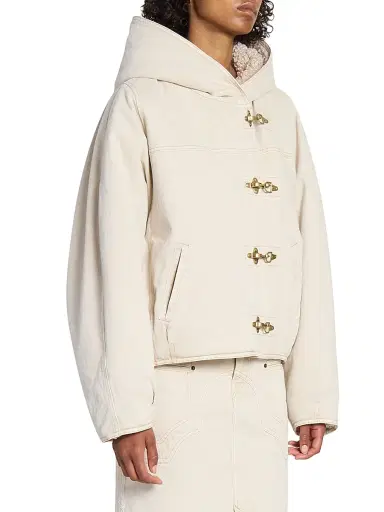 Isabel Marant Women's Biane Sherpa-Lined Jacket - Ecru | Thumbnail 4 Isabel Marant Women's Biane Sherpa-Lined Jacket - Ecru | Thumbnail 4