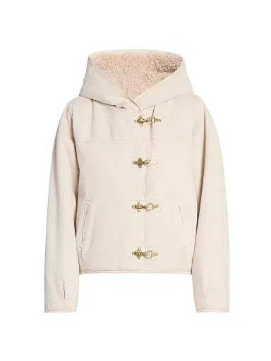 Isabel Marant Women's Biane Sherpa-Lined Jacket - Ecru | Thumbnail 1 Isabel Marant Women's Biane Sherpa-Lined Jacket - Ecru | Thumbnail 1