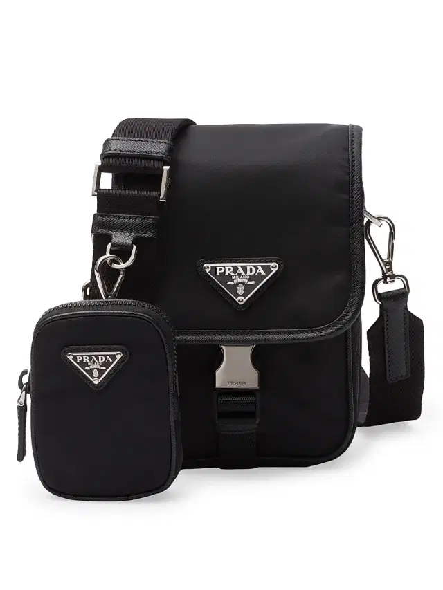 Men's Re-Nylon And Saffiano Leather Shoulder Bag - Black Men's Re-Nylon And Saffiano Leather Shoulder Bag - Black