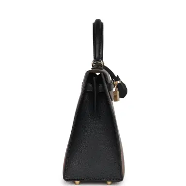 HERMÈS Hermes Special Order (HSS) Kelly Sellier 25 Black and Etoupe Chevre Mysore Permabrass Hardware | Thumbnail 3 HERMÈS Hermes Special Order (HSS) Kelly Sellier 25 Black and Etoupe Chevre Mysore Permabrass Hardware | Thumbnail 3