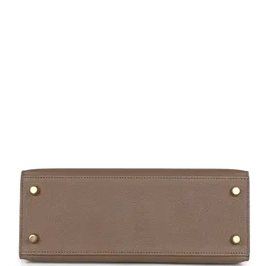 HERMÈS Hermes Special Order (HSS) Kelly Sellier 25 Black and Etoupe Chevre Mysore Permabrass Hardware | Thumbnail 6 HERMÈS Hermes Special Order (HSS) Kelly Sellier 25 Black and Etoupe Chevre Mysore Permabrass Hardware | Thumbnail 6