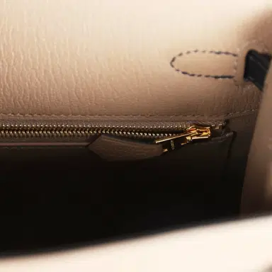 HERMÈS Hermes Special Order (HSS) Kelly Sellier 25 Black and Etoupe Chevre Mysore Permabrass Hardware | Thumbnail 9 HERMÈS Hermes Special Order (HSS) Kelly Sellier 25 Black and Etoupe Chevre Mysore Permabrass Hardware | Thumbnail 9