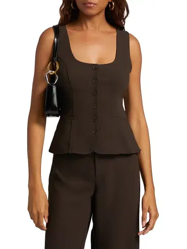 Reformation Women's Delanie Square Neck Sleeveless Top - Mole | Thumbnail 3 Reformation Women's Delanie Square Neck Sleeveless Top - Mole | Thumbnail 3