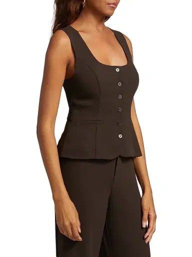 Reformation Women's Delanie Square Neck Sleeveless Top - Mole | Thumbnail 4 Reformation Women's Delanie Square Neck Sleeveless Top - Mole | Thumbnail 4